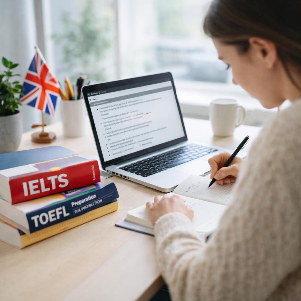 Student comparing English test requirements for an international application